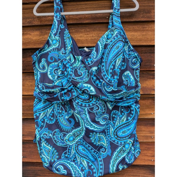 Lands' End Tops - Lands End Swim Sz 24 DDD Tankini Top W/ Adj Support Straps rouched Plus Comfort